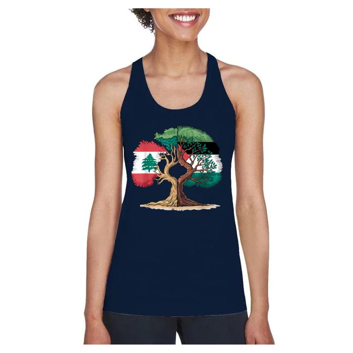 Lebanon Palestine Flag Lebanese Palestinian United Women's Racerback Tank