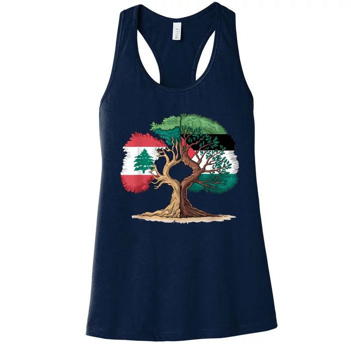 Lebanon Palestine Flag Lebanese Palestinian United Women's Racerback Tank