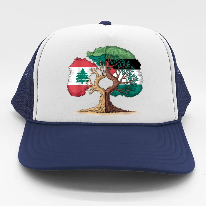 Lebanon Palestine Flag Lebanese Palestinian United Trucker Hat