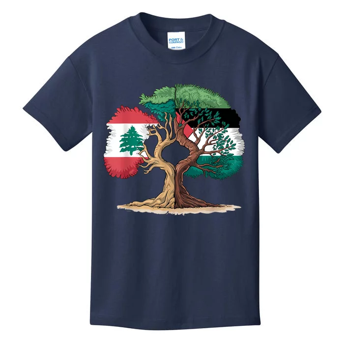 Lebanon Palestine Flag Lebanese Palestinian United Kids T-Shirt