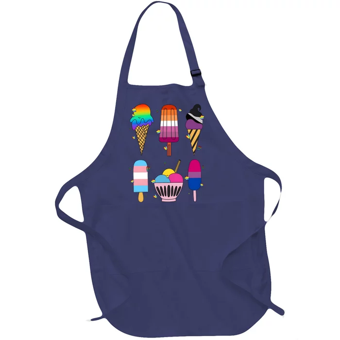 Lgbtq+ Pride Flags Ice Creams Full-Length Apron With Pocket