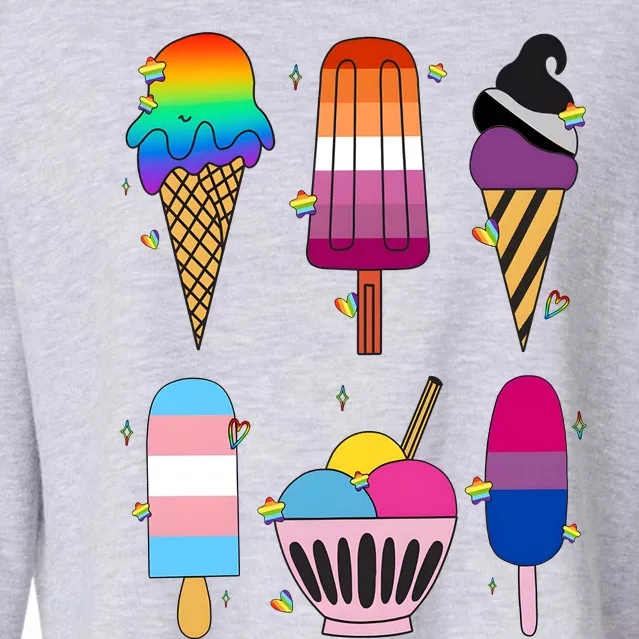 Lgbtq+ Pride Flags Ice Creams Cropped Pullover Crew