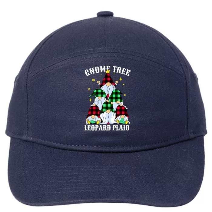 Leopard Plaid Gnome Christmas Tree 7-Panel Snapback Hat