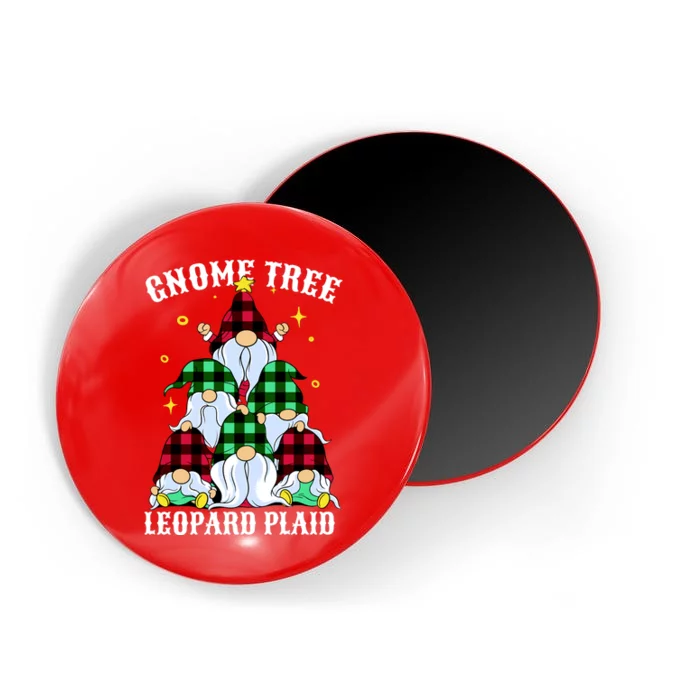 Leopard Plaid Gnome Christmas Tree Magnet