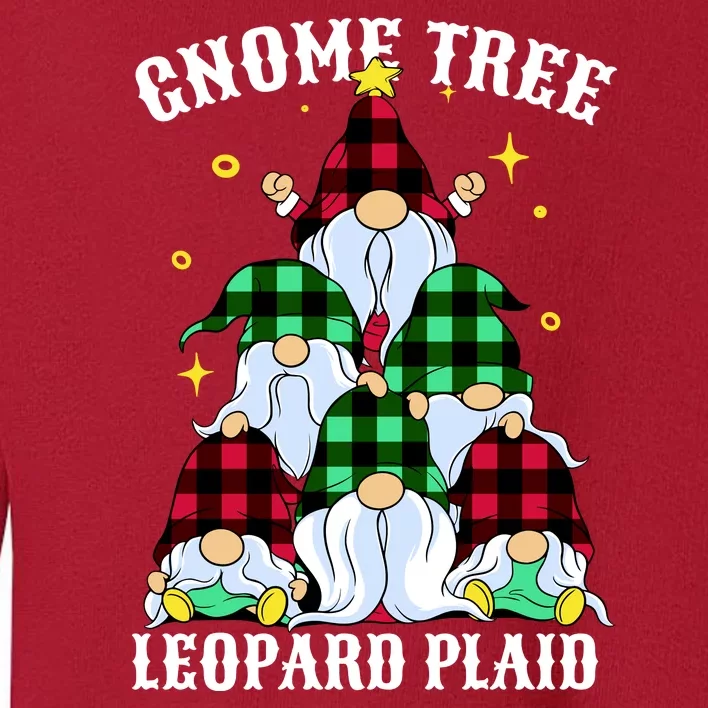 Leopard Plaid Gnome Christmas Tree Toddler Sweatshirt