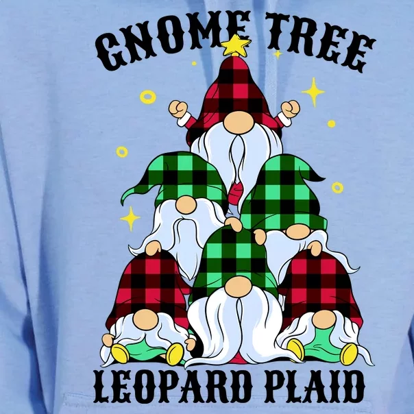 Leopard Plaid Gnome Christmas Tree Unisex Surf Hoodie