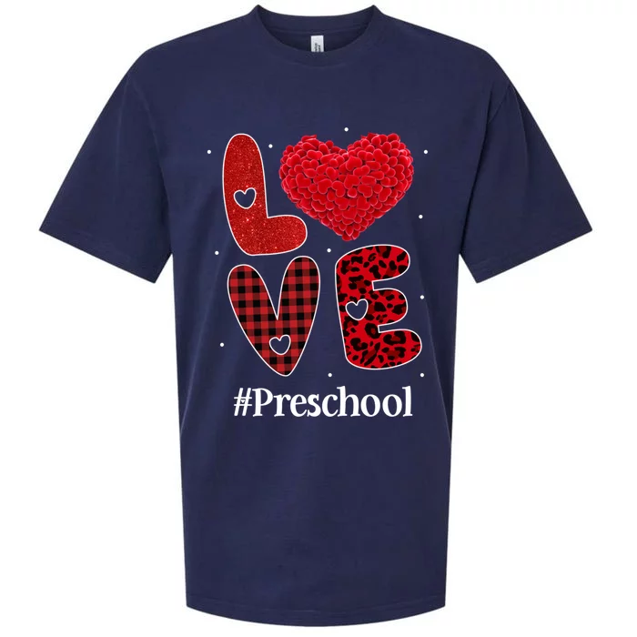 Love Preschool Grade Teacher Students Heart Valentine's Day Gift Sueded Cloud Jersey T-Shirt