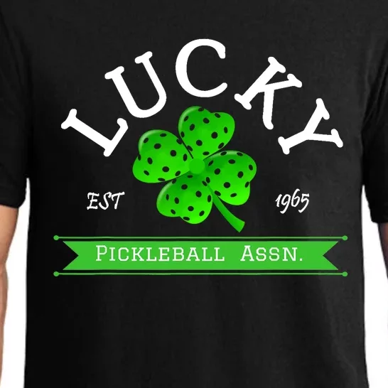 Lucky Pickleball Green 4 Leaf Clover Pajama Set