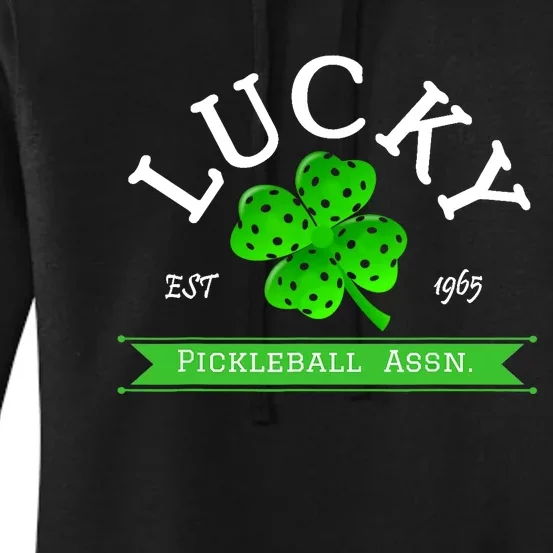 Lucky Pickleball Green 4 Leaf Clover Women's Pullover Hoodie