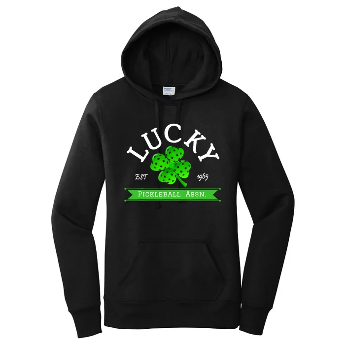 Lucky Pickleball Green 4 Leaf Clover Women's Pullover Hoodie