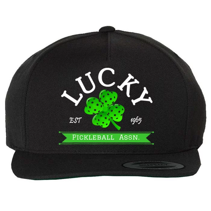 Lucky Pickleball Green 4 Leaf Clover Wool Snapback Cap