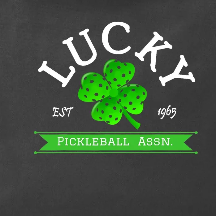 Lucky Pickleball Green 4 Leaf Clover Zip Tote Bag