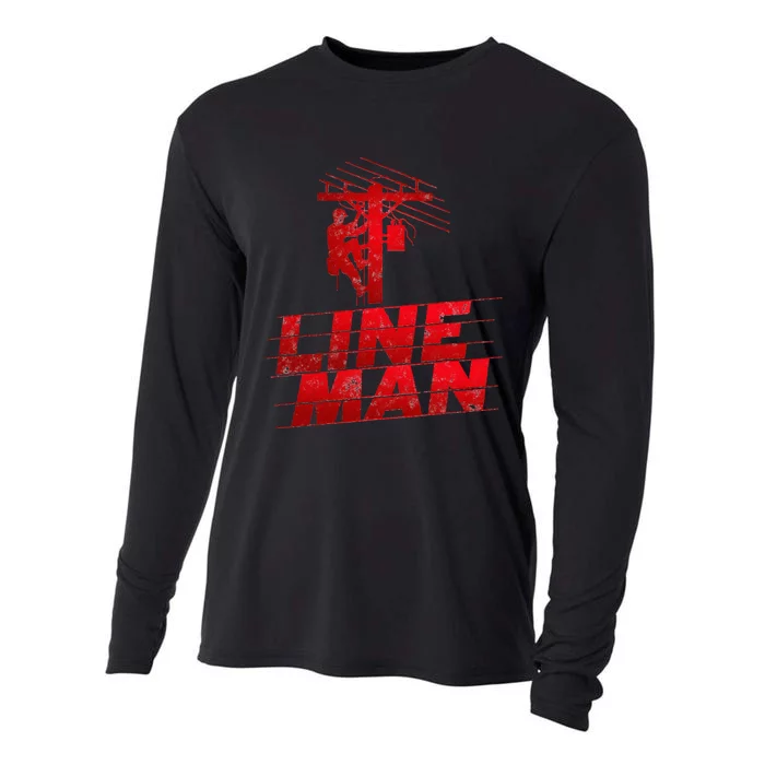 Lineman Prayer Gifts Idea Electric Cable Lineman Cooling Performance Long Sleeve Crew