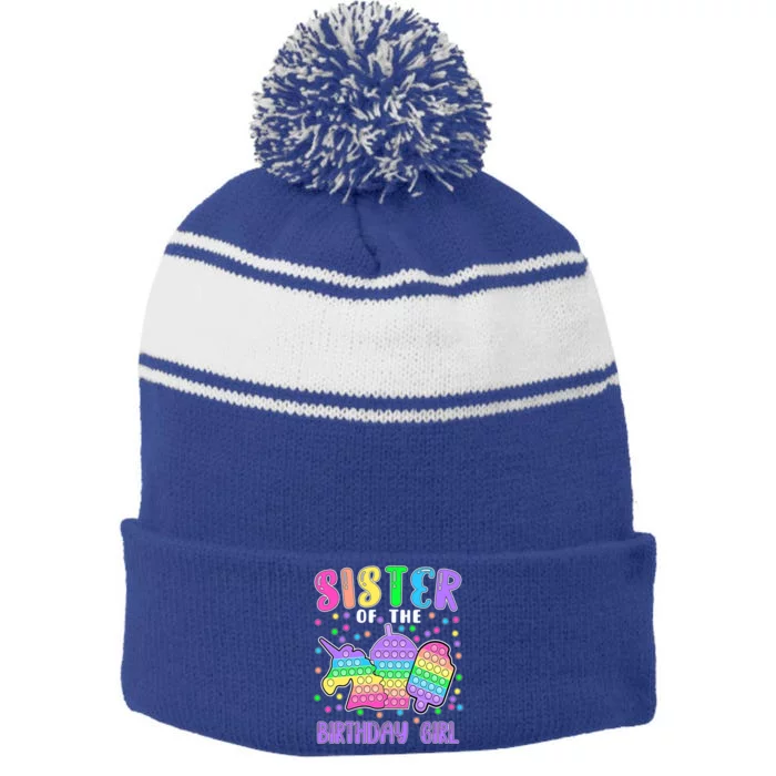 Lets Popcute Giftit Sister Of The Birthday Popcute Giftit Great Gift Stripe Pom Pom Beanie