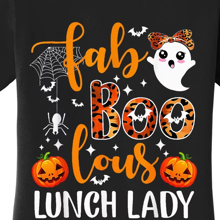 Leopard Print Halloween Lunch Lady Team Teacher Costume Women's T-Shirt