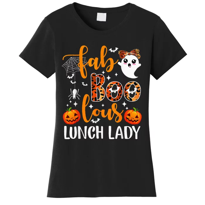 Leopard Print Halloween Lunch Lady Team Teacher Costume Women's T-Shirt