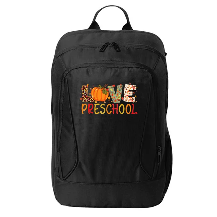 Love Preschool Happy Fall Thanksgiving Women Teacher City Backpack