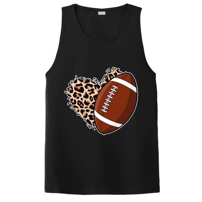 Leopard Print Heart Love Football Fan Performance Tank