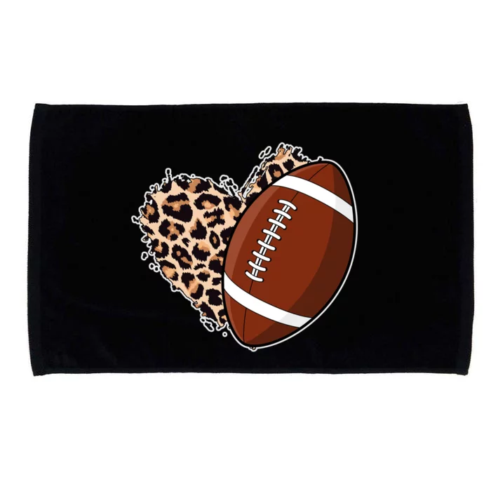 Leopard Print Heart Love Football Fan Microfiber Hand Towel