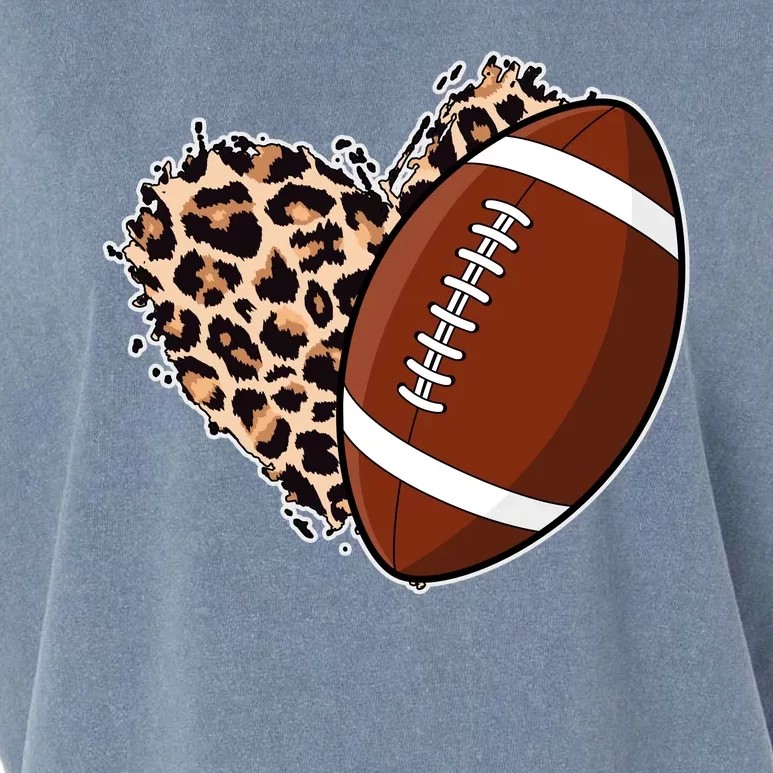 Leopard Print Heart Love Football Fan Garment-Dyed Women's Muscle Tee