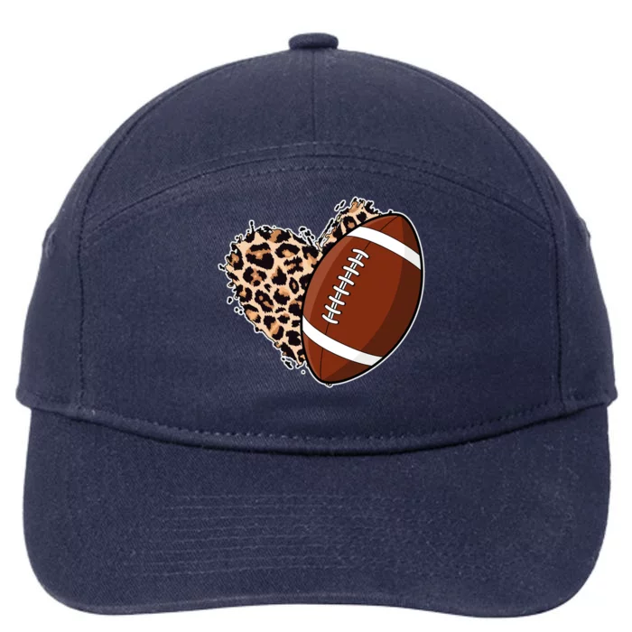 Leopard Print Heart Love Football Fan 7-Panel Snapback Hat