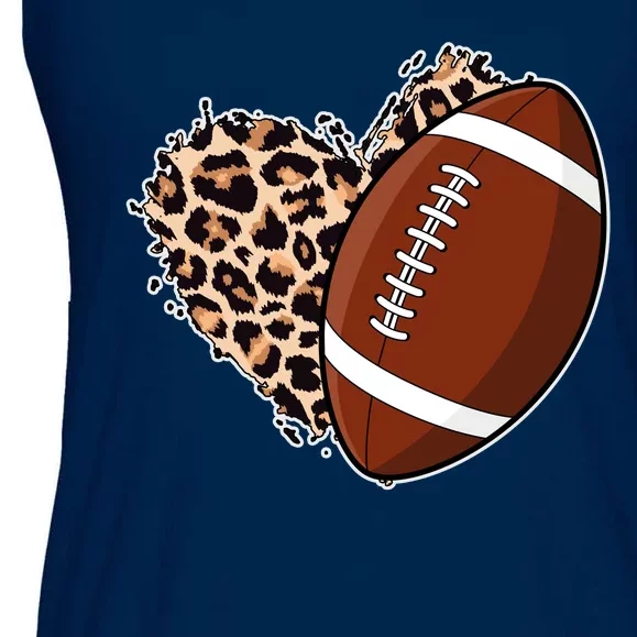 Leopard Print Heart Love Football Fan Ladies Essential Flowy Tank