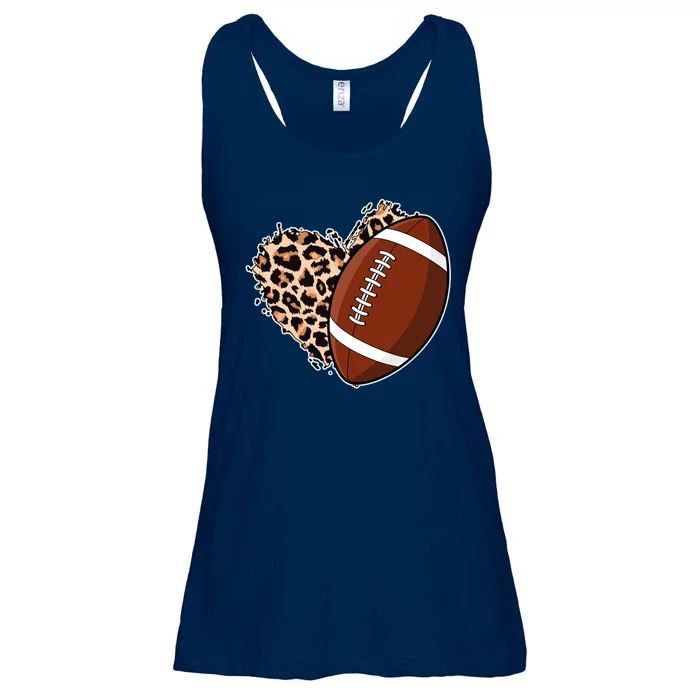 Leopard Print Heart Love Football Fan Ladies Essential Flowy Tank