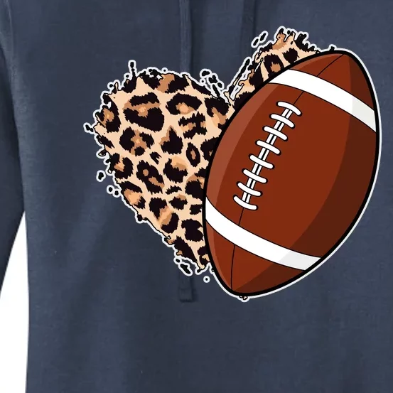 Leopard Print Heart Love Football Fan Women's Pullover Hoodie