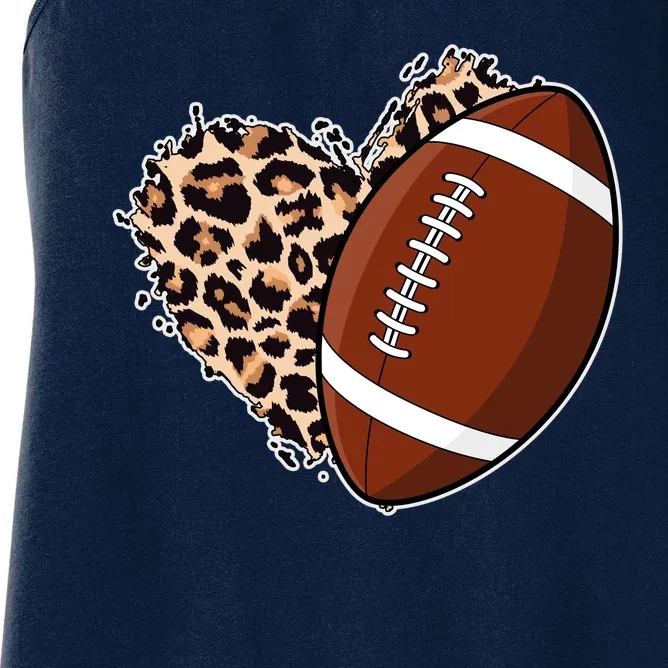 Leopard Print Heart Love Football Fan Women's Racerback Tank