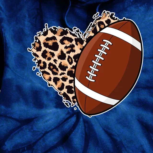 Leopard Print Heart Love Football Fan Tie Dye Hoodie