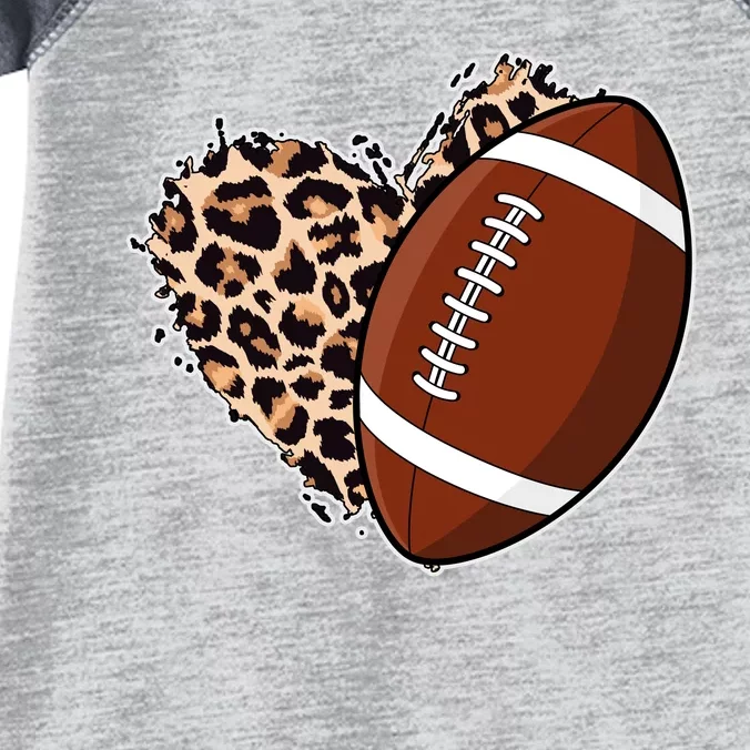 Leopard Print Heart Love Football Fan Infant Baby Jersey Bodysuit