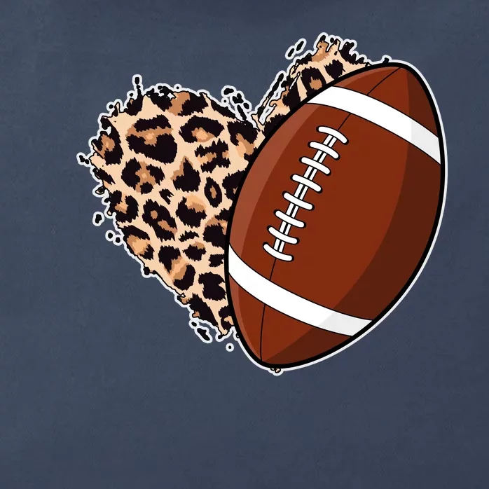 Leopard Print Heart Love Football Fan Zip Tote Bag