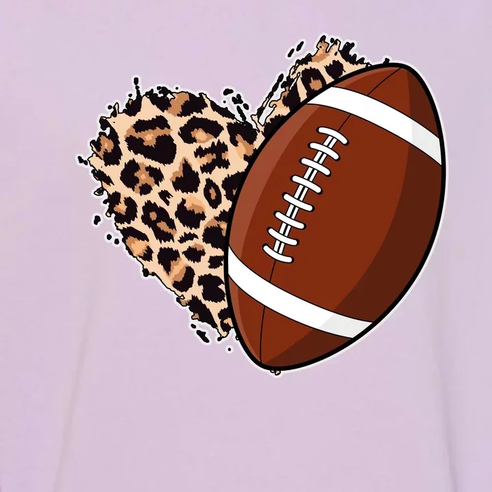 Leopard Print Heart Love Football Fan Garment-Dyed Sweatshirt