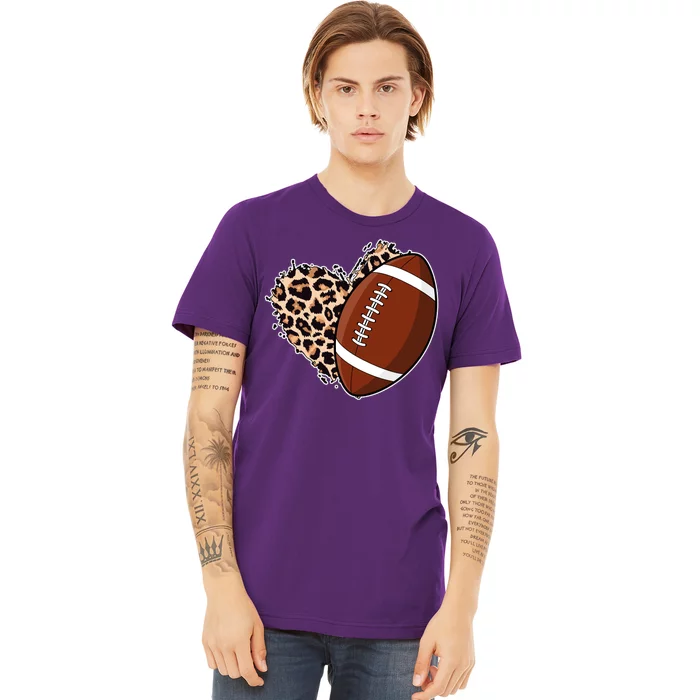 Leopard Print Heart Love Football Fan Premium T-Shirt