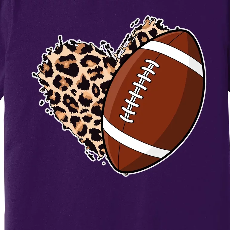 Leopard Print Heart Love Football Fan Premium T-Shirt