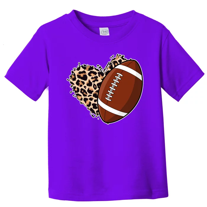 Leopard Print Heart Love Football Fan Toddler T-Shirt