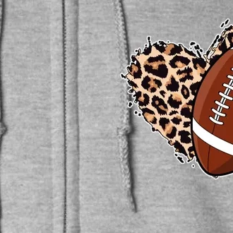 Leopard Print Heart Love Football Fan Full Zip Hoodie