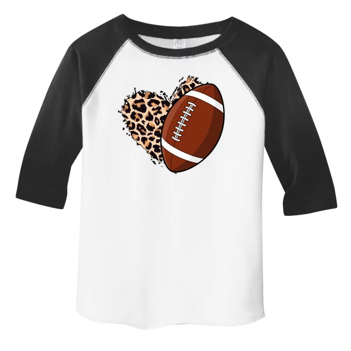 Leopard Print Heart Love Football Fan Toddler Fine Jersey T-Shirt