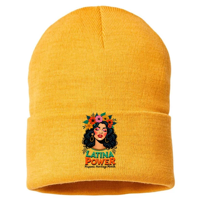 Latina Power Hispanic Heritage Month 2024 Flowers Sustainable Knit Beanie