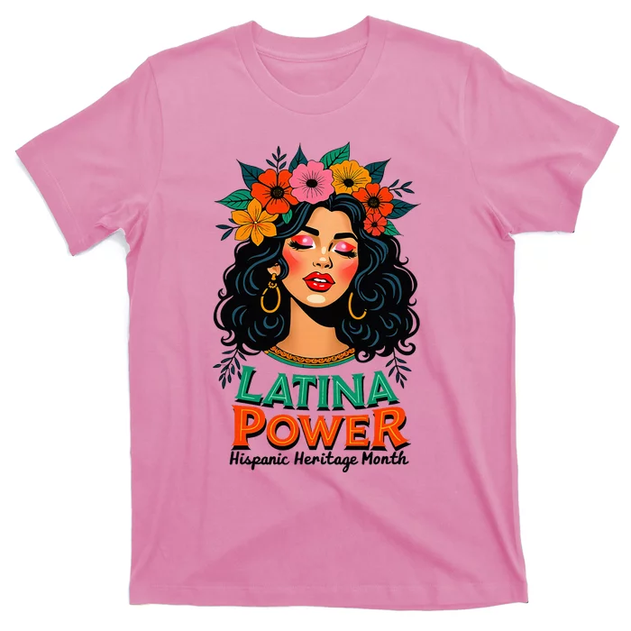 Latina Power Hispanic Heritage Month 2024 Flowers T-Shirt