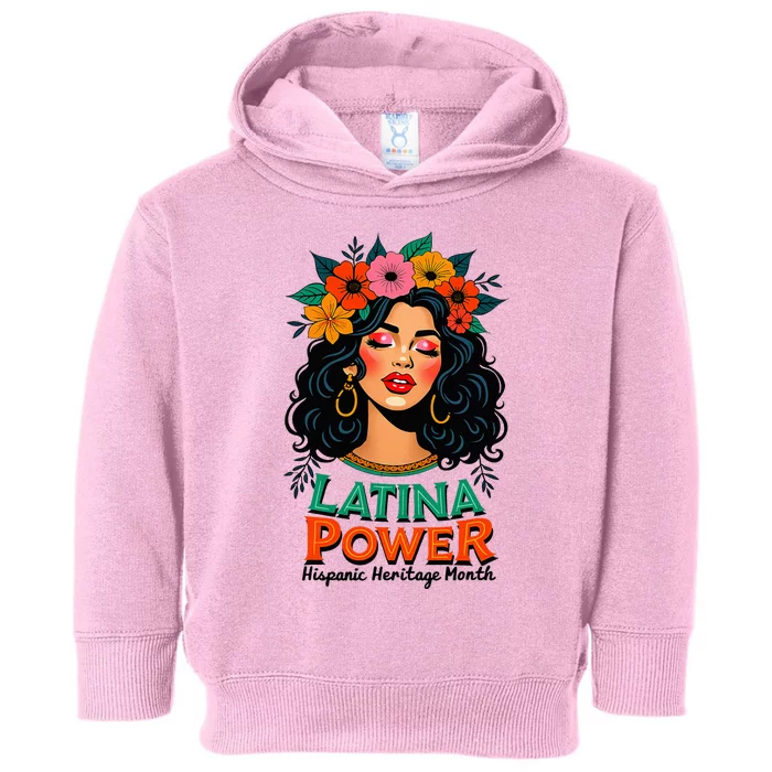 Latina Power Hispanic Heritage Month 2024 Flowers Toddler Hoodie