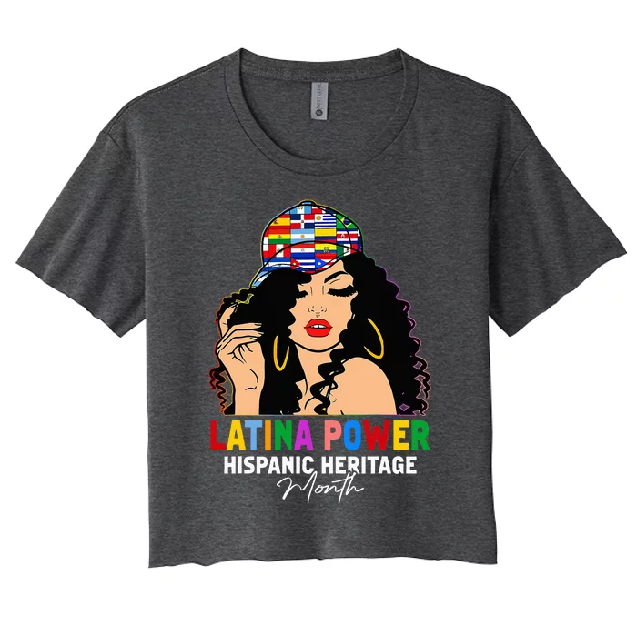 Latina Power Hispanic Heritage Month Country Flags Women's Crop Top Tee