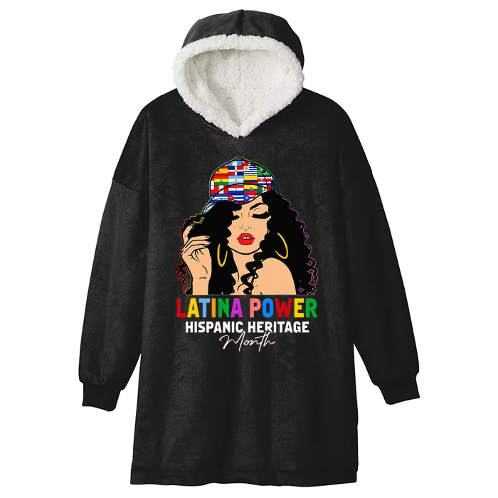 Latina Power Hispanic Heritage Month Country Flags Hooded Wearable Blanket