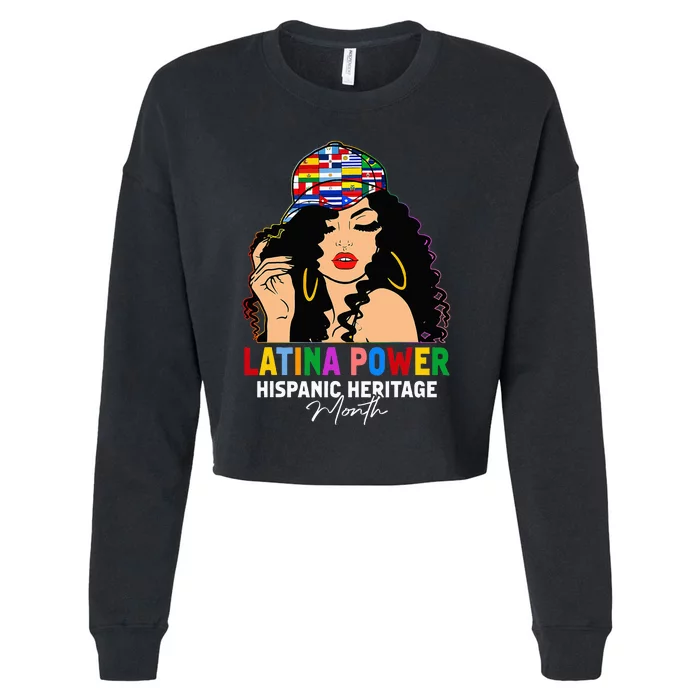 Latina Power Hispanic Heritage Month Country Flags Cropped Pullover Crew