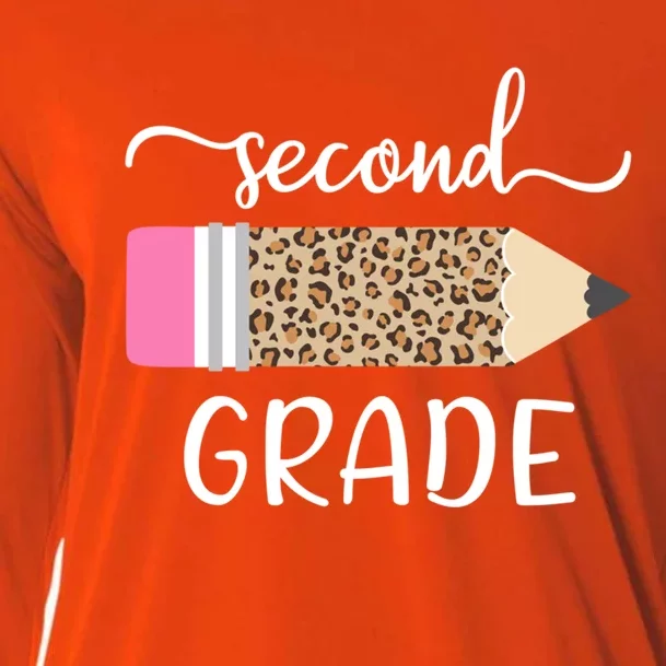 Leopard Print Hello Second Grade First Day Of School Teacher Gift Cooling Performance Long Sleeve Crew