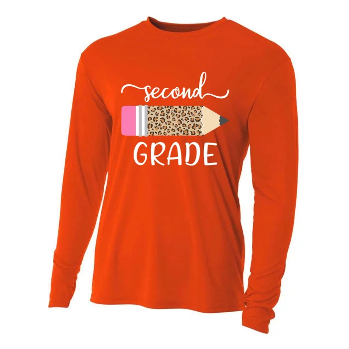 Leopard Print Hello Second Grade First Day Of School Teacher Gift Cooling Performance Long Sleeve Crew