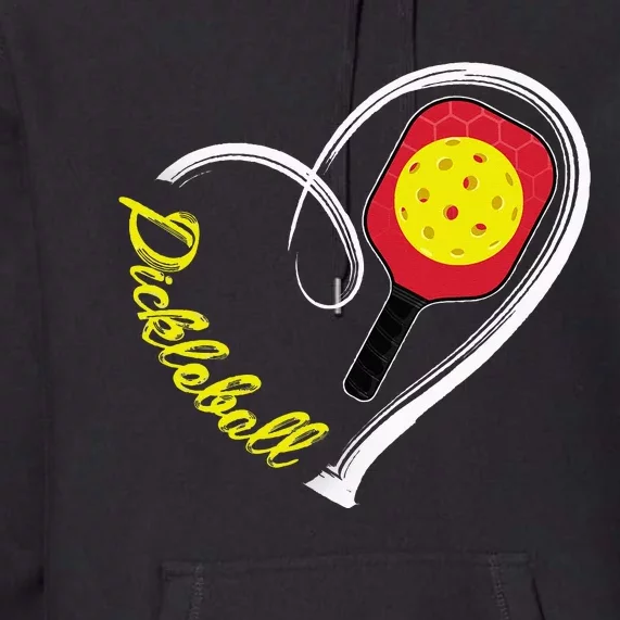 Love Pickleball Heart Paddleball Lover I love Pickleball Premium Hoodie