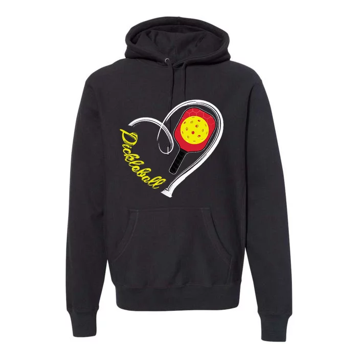 Love Pickleball Heart Paddleball Lover I love Pickleball Premium Hoodie