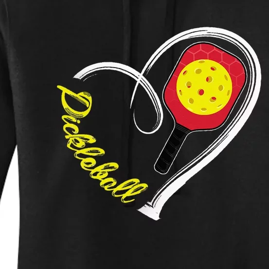 Love Pickleball Heart Paddleball Lover I love Pickleball Women's Pullover Hoodie