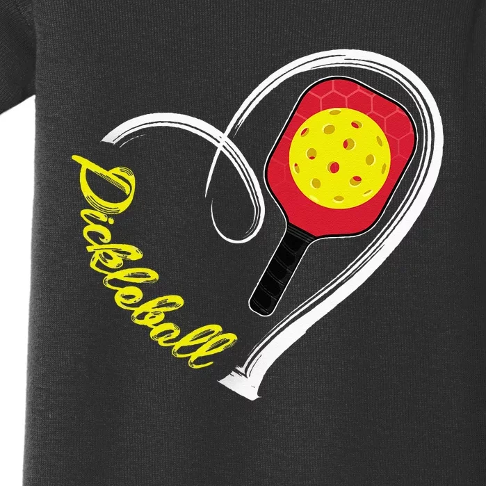 Love Pickleball Heart Paddleball Lover I love Pickleball Baby Bodysuit